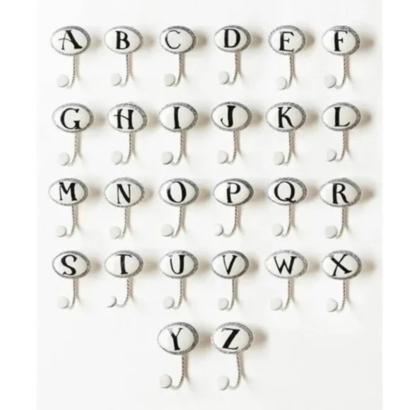 Anthropologie Molly Hatch letter U monogram ceramic wall hook chrome-plated iron - Picture 7 of 7